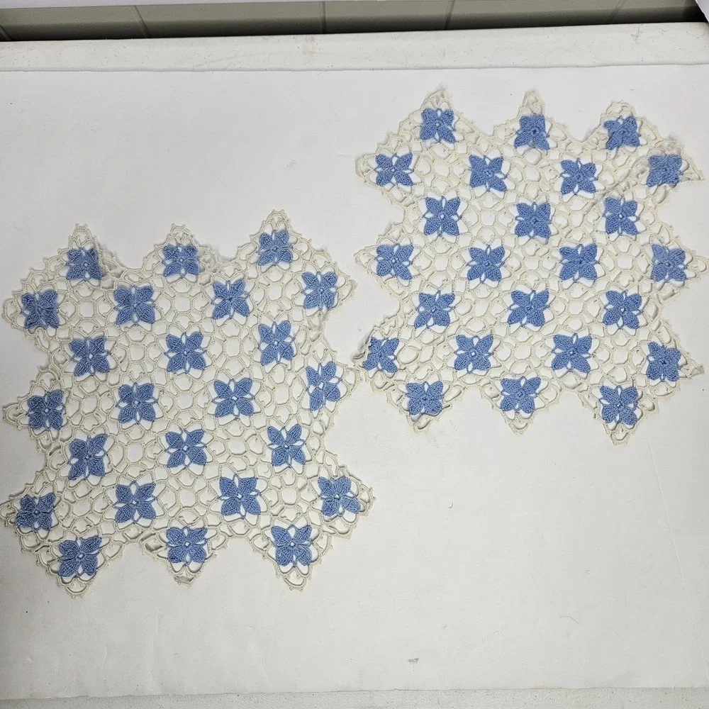 Doilies Blue And Cream 1 Rectangular  16